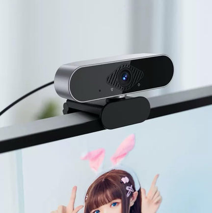 1080P HD Webcam with Microphone, Noise Cancellation, Privacy Cover, Wide-Angle Lens, Auto Light Correction, Plug & Play USB Webcam for Laptop, Desktop, PC, Mac, Zoom, Skype, Streaming (Black)