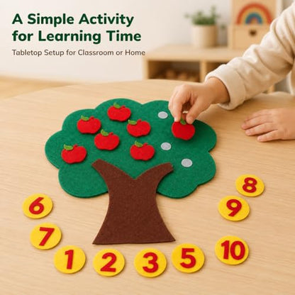 Felt Number Tree Counting Toy, DIY Non-Woven Math Board Set for Kids, Preschool Addition and Subtraction Learning Game, Toddler Early Education Classroom Supplies for Home and Kindergarten