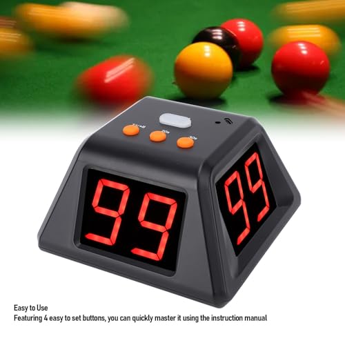 4 Sided Countdown Timer, 1.4 Inch Digits LED Screen Preset Time Table Game Timer Chess Timer Countdown Stopwatch for Chess Table Game (Black) - color: Black