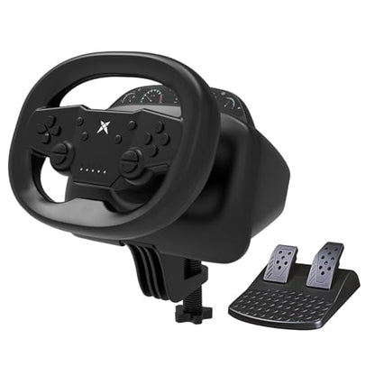NBCP Gaming Racing Wheel and Pedals, 270 Degree Wireless Bluetooth Steering Wheel with Dual-Vibration Motors, Pro Racing Wheel for PC,PS4,PS3,Switch,Android Mobile Phones
