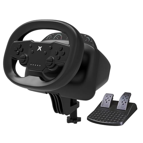 DOYO Gaming Steering Wheel with Pedals, 270 Degree Racing Wheel, Wireless Steering Wheel with Linear Trigger and Dual-Vibration Motors for Switch, PS4, PS3, iOS & Android Mobile Phones