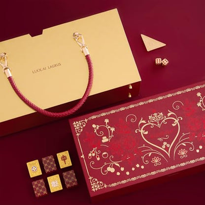 Luxury Mahjong Set in Elegant Gift Box with Large Acrylic Tiles | Chinese Mahjong Game Set for Adults, Easy-to-Handle Tiles, Luxury Tabletop Set for Gifting, Family Gatherings & Travel - color: Red 2