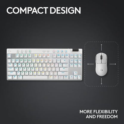 Logitech G PRO X TKL Lightspeed Wireless Gaming Keyboard (Tactile) - White | Lightspeed wireless, Ultra-Portable Tenkeyless Design, LIGHTSYNC RGB, PBT keycaps, Tactile Switches - color: White, size: TKL - Wireless, style: Tactile