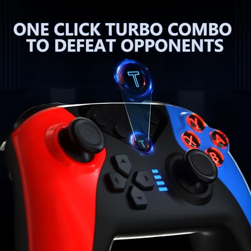 Wireless 2.4GHz Controller for Xbox One Controller with 7 Colors RGB Light,Compatible With Xbox Series S|X Consoles,Steam,PC,with 1000mAh Battery/Dual Vibration/Turbo/Programmable/3.5mm Audio Jack - color: Red Blue