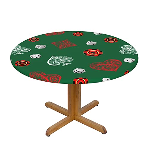 Game Card Round Tablecloth Elastic Fitted Table Cover Washable Elastic Edge Tablecloths for Kitchen Dining Party Fitted Table 40-44 inch - color: Game Card S, size: 40" (Round)