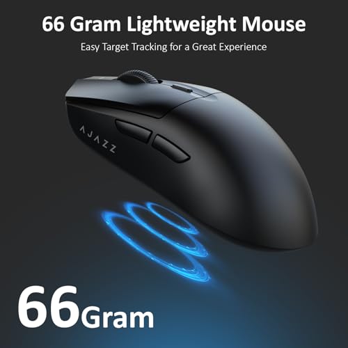 AJAZZ AJ139 V2 MC Wireless Gaming Mouse with RGB Charging Dock, 66g Ultra-Lightweight Tri-Mode Optical Mouse, 12000 DPI PAW3311 Sensor, Ergonomic Rechargeable Gaming Mouse for PC/Mac - Black - color: Black