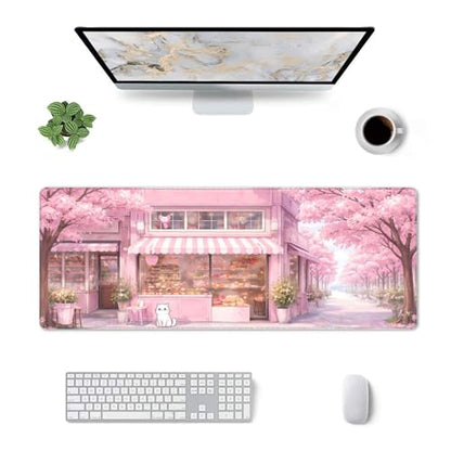Dessert House Gaming Mouse Pad Extended Large Mouse Mat 31.5 X 11.8 Inch Nonslip Rubber Base Long Desk Pad Stitched Edges Mousepad Mice Pad for Office Home Game - color: Dessert House
