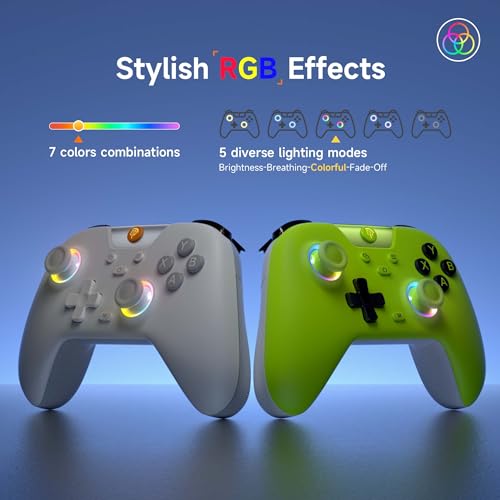 EasySMX 2.4G Wireless Bluetooth Controller for PC/Steam/Switch with Hall Triggers, Hall Joysticks and RGB Light- Upgraded PC Controller Compatible with Black Myth: Wukong, Multi-Platform Support - color: green