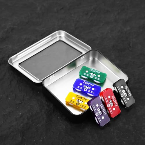 6PCS Life Counter Set with Metal Box, Health Tracker Life Counters Twin Digits for Magic Card Games Accessories D&D RPG CCG TCG Tabletop Board Games - color: A Color Matching-6pcs