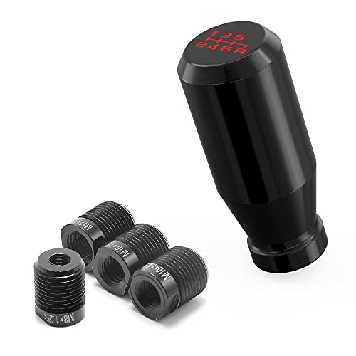 Black 6 Speed Weighted Manual Automatic Gear Shifter Shift Knobs Lever with 4 Metal Adapters Fit Compatible with Manual Cars Most Automatic Cars - color: AAL-H-04-02