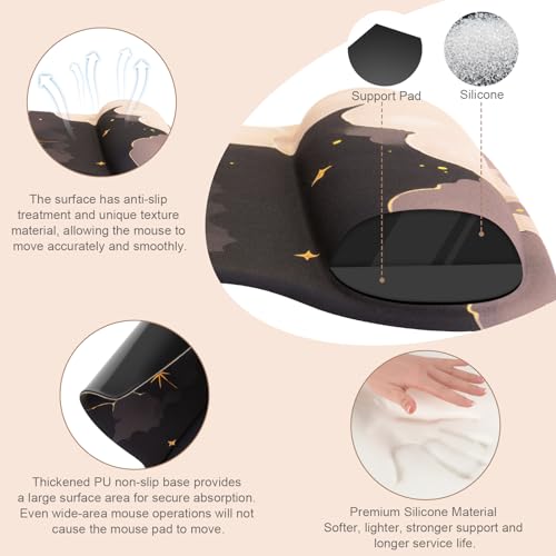 MOSISO Keyboard Mouse Pad Set, Large Gaming Mouse Pad&Keyboard Wrist Rest | Mouse Wrist Rest&Coaster, Ergonomic Non-Slip Dreamy Star Moon Mousepad with Raised Memory Foam for Home Office