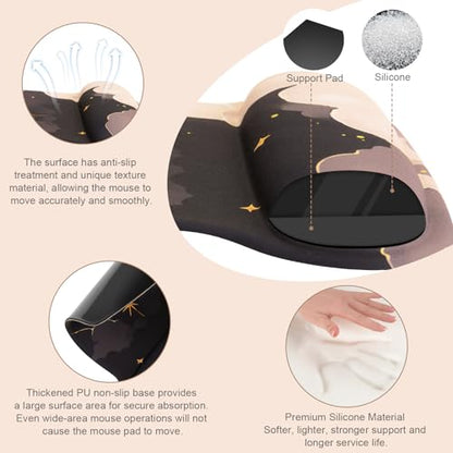 MOSISO Keyboard Mouse Pad Set, Large Gaming Mouse Pad&Keyboard Wrist Rest | Mouse Wrist Rest&Coaster, Ergonomic Non-Slip Dreamy Star Moon Mousepad with Raised Memory Foam for Home Office