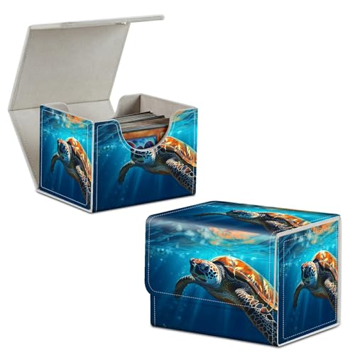 Sea Turtle Swimmin Card Deck Box Trading Cards with Strong Magnet Commander Deck Box Card Storage Box Magic Premium Card Storage Box Case Cover for TCG CCG Magic Cards - color: Sea Turtle Swimmin, size: A Card Deck Box