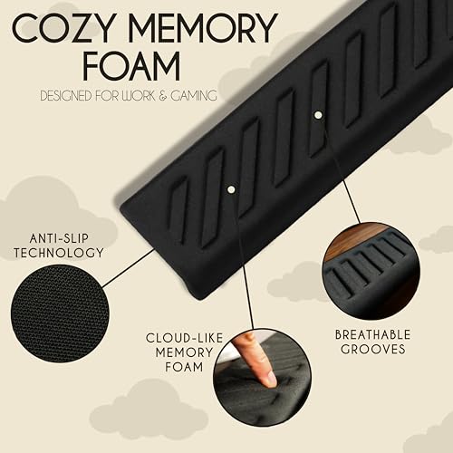 Extra Long Desk Arm Rest 28 Inch | Full Arm Memory Foam Support for Wrist Elbow & Forearm | No Slip Desk Edge Pad for Typing Work & Gaming | ArmCloud