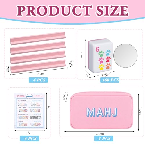 Soulchen Mini American Mahjong Tile Set Include 160 0.8 Inch Mahjong Tiles 2 Dice 4 Wooden Rulers 1 Accessory Bag 4 Beginner Rule Cards(Dog and Cat) - style: Dog and Cat