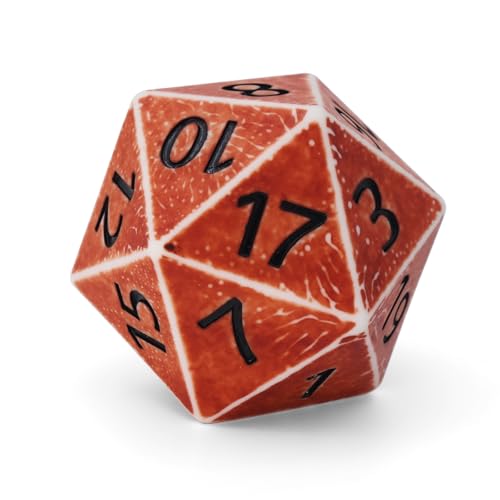 Giant 55mm D20 Resin Dice for RPG & Tabletop Gaming | Precision-carved gold numerals, 6&9 marked, velvet pouch for TTRPG,weddings, birthday party(Red Ancient) - color: Red Ancient