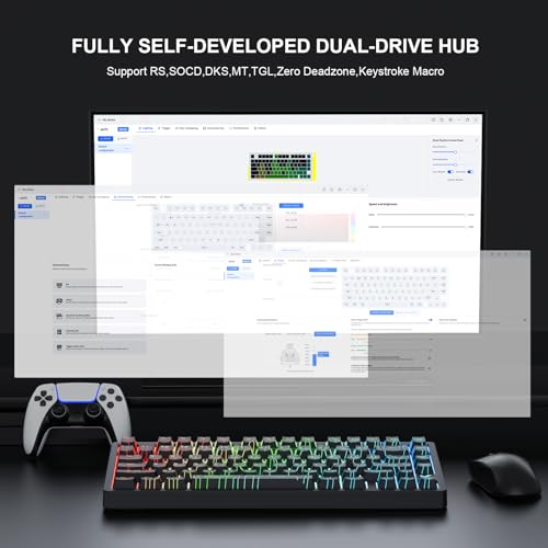 x MCHOSE Jet75 Magnetic Keyboard,75% Wired Gaming Keyboard Hall Effect Switch,Rapid Trigger Mode,8K Hz Polling Rate,0.1ms Lantency,Rhythmic RGB Backlight (Topograhic Black, Starburst Switch) - color: Topograhic Black, size: Starburst Switch