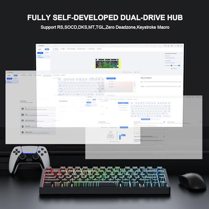 x MCHOSE Jet75 Magnetic Keyboard,75% Wired Gaming Keyboard Hall Effect Switch,Rapid Trigger Mode,8K Hz Polling Rate,0.1ms Lantency,Rhythmic RGB Backlight (Topograhic Black, Starburst Switch) - color: Topograhic Black, size: Starburst Switch