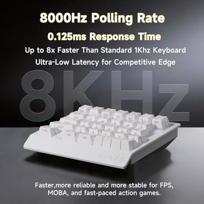 AJAZZ AK029 Wired One-Handed Hall Effect Mechanical Gaming Keypad, 29 Keys | Magnetic Switch, Rapid Trigger, 8KHz Polling, SOCD/DKS, RGB Backlit, Web Driver Customizable, Portable, White Contour Line - color: Contour White