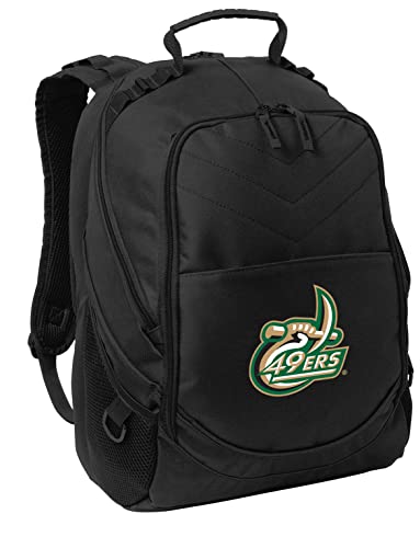 Broad Bay UNC Charlotte Laptop Backpack – Official 49ers Logo – Durable 600D Polyester – Padded Laptop Compartment – Ideal Travel & Work Backpack – Fits Up to 17” Laptops - color: Black
