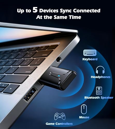 KAIY USB Bluetooth 5.3 Adapter for PC Long Range Bluetooth Dongle | Bluetooth Transmitter for Desktop Laptop, Plug & Play for Headphones/Mouse/Keyboard/Speaker, Windows 11/10/8.1