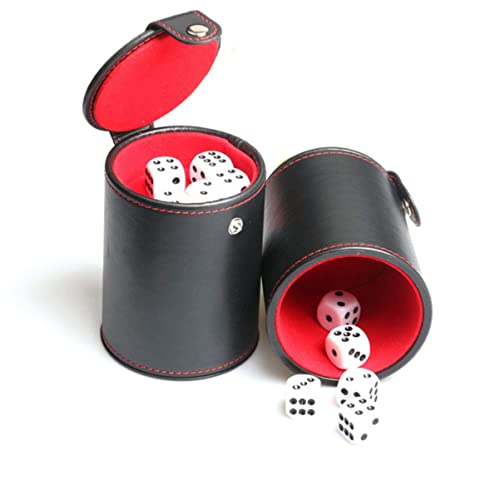 Kisangel Leather Dice Cup Set Double-Layer Dice Storage Cup Bar Game Supplies Set Lid