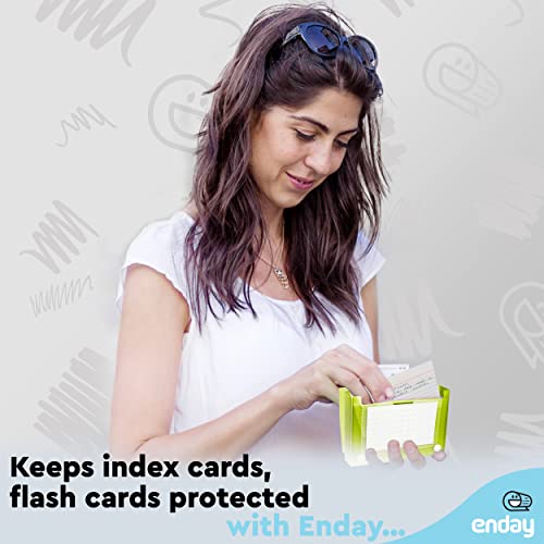 Enday Index Card Holder 3x5, Green Index Card Case with 5 Tab Dividers, Index Card Organizer, Flash Card Holder, Holds 100 Cards, 4 Pack - color: GREEN, size: 4