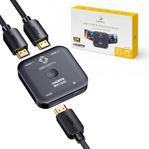 10K 8K HDMI Switch – 2 in 1 Out, Bi-Directional HDMI Switcher | 8K@60Hz, 4K@240Hz, Compatible with PS5, PS4, Xbox, Fire Stick, Apple TV, Projector