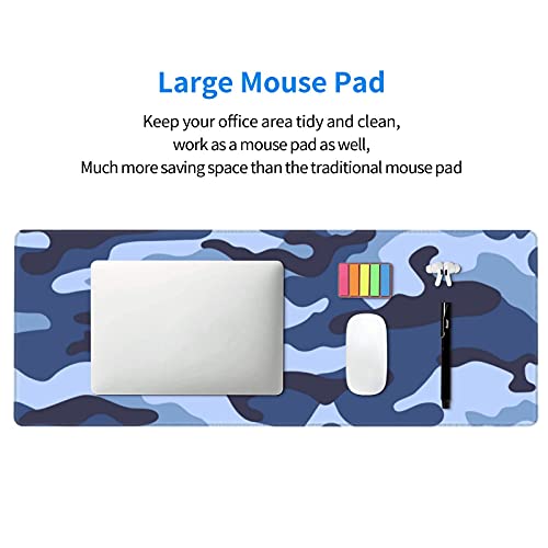 Navy Blue Military Camouflage Gaming Mouse Pad XL, Non Slip Rubber Base Mousepad, Stitched Edges Desk Pad, Extended Large Mice Pad,31.5 X 11.8 Inch - color: Military Camouflage Pattern