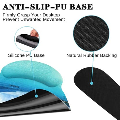 Arttown Keyboard Mouse Pad Set, 4 in 1 Desk Mat Set Tropical Beach Ocean | Summer Sunshine Large Mousepad+Keyboard Wrist Rest+Mouse Wrist Rest+Coaster Ergonomic Design for Home Office Computer - color: Tropical Beach