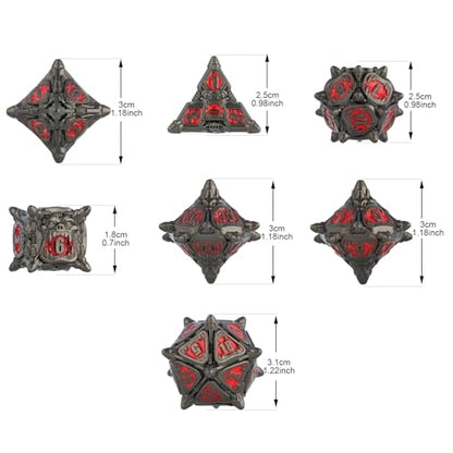 Surpass DND dice Metal dice Set for Dungeons & Dragons Black dice Set Metal Big Mouth Monster dice (Black-red) - color: Black-red