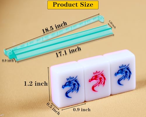 Pink American Mahjong Game Set 166 Mahjong Tile Set 1.2-inch American Mahjong Tile Set with 4PCS Mahjong Racks with Pushers