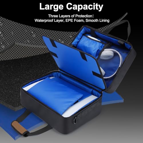 GDNasist Carrying Case Compatible with PS5/PS5 Pro/PS5 Slim, Brown | Travel Thickened Protective Bag Compatible with Playstation 5 Console, Headset, PS5 Controller, Game Discs and Accessories - color: Brown