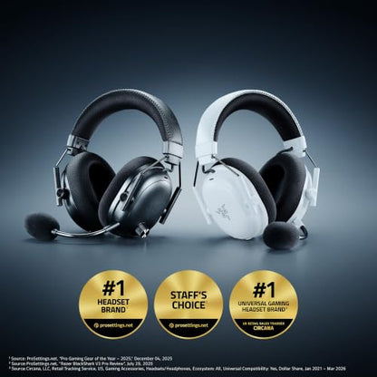 Razer BlackShark V3 Pro Wireless ANC Gaming Headset for PC, 2.4 GHz, White | Full Band Mic, 50mm Drivers, Bluetooth, USB, 3.5mm, Works with Mac, PS5, Nintendo Switch, Smartphone, 70 Hr Battery - color: White, style: PC
