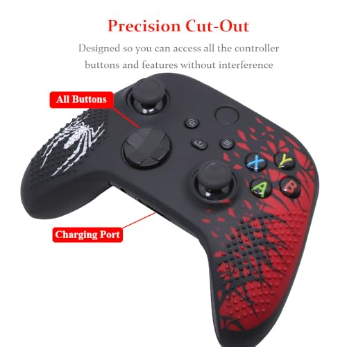 Anti-Slip Silicone Protective Cover Skin for Xbox Series X S Controller, Soft Rubber Case Protector for Xbox Core Wireless Controller with Thumb Grip Gaps