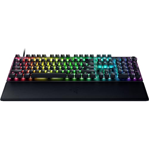 Razer Huntsman V3 Pro Esports Gaming Keyboard: Analog Optical Switches - Razer Snap Tap - Rapid Trigger - Adjustable Actuation - Media Keys & Dial - Doubleshot PBT Keycaps - Wrist Rest - Black - color: Black, size: Full Size, style: 1000 Hz Polling