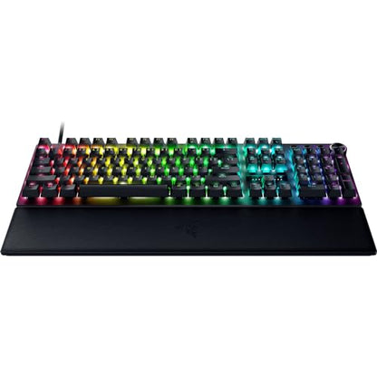 Razer Huntsman V3 Pro Esports Gaming Keyboard: Analog Optical Switches - Razer Snap Tap - Rapid Trigger - Adjustable Actuation - Media Keys & Dial - Doubleshot PBT Keycaps - Wrist Rest - Black - color: Black, size: Full Size, style: 1000 Hz Polling