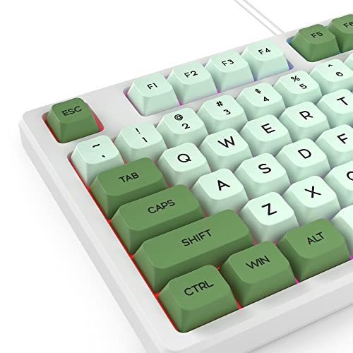 Fogruaden 75% Mechanical Keyboard with Red Switch, RGB Backlit Gaming Keyboard, 87 Keys Compact TKL Wired Keyboard for Win/Mac Laptop PC Gamer - Matcha - color: Green Matcha/Red Switch