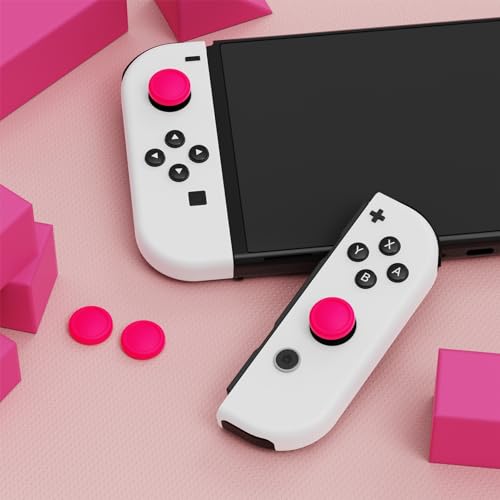 eXtremeRate PlayVital Switch Joystick Caps, Switch Lite Thumbstick Caps, Silicone Analog Cover for OLED Joycon Thumb Grips - Bright Pink - color: Bright Pink
