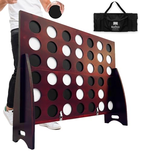 SWOOC Games - Premium XL Giant 4 in A Row (4ft x 3ft) All Weather with Carrying Case & 60% Quieter Design - Giant Connect Outdoor Game - Outdoor Games for Family - Jumbo Lawn Activity - Outside Fun - style: 4ft x 3ft