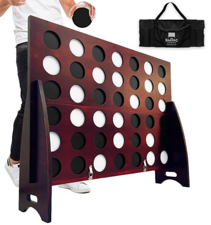 SWOOC Games - Premium XL Giant 4 in A Row (4ft x 3ft) All Weather with Carrying Case & 60% Quieter Design - Giant Connect Outdoor Game - Outdoor Games for Family - Jumbo Lawn Activity - Outside Fun - style: 4ft x 3ft