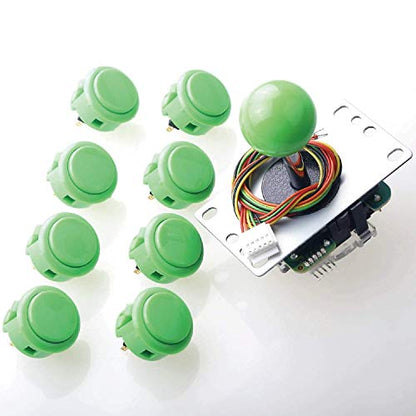 Sanwa JLF-TP-8YT Joystick + Sanwa 8 pcs OBSF-30 Push Button Bundle Kit Color : Green - for Arcade Game 4 & 8 Way Adjustable, Compatible with Catz Mad SF4 Tournament Joystick S@NWA - color: Green