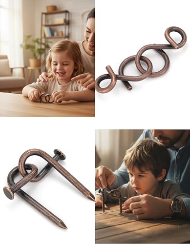 4-in-1 Puzzle Grey Twist Set by Sharp Brain Zone - Premium Metal Brain Teaser Collection, Durable Iron Puzzle Games for Stress Relief, Focus, Relaxation and Fun Challenges - style: Grey Twist