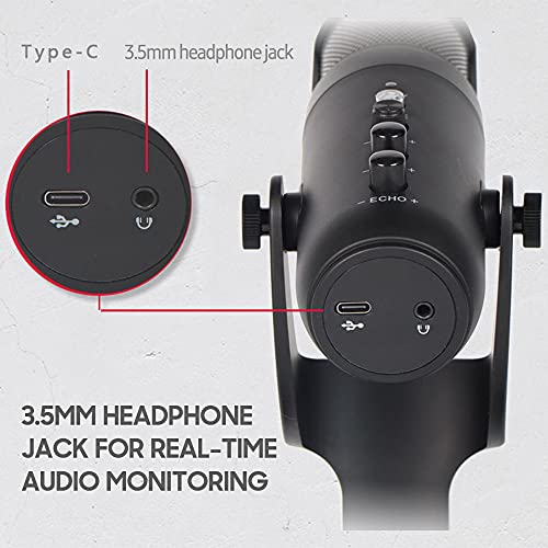 LiebeWH Desktop RGB USB Condenser Microphone 360° Adjustable for Recording Podcast Live Streaming Gaming
