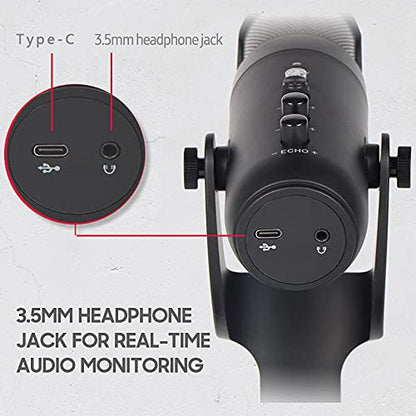 LiebeWH Desktop RGB USB Condenser Microphone 360° Adjustable for Recording Podcast Live Streaming Gaming