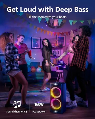 Philips X5206 Bluetooth Party Speaker - 14 Hours Play Time, Deep Bass, Party Lights, Karaoke Effects, Mic & Guitar Input, 80W Max Power, Black