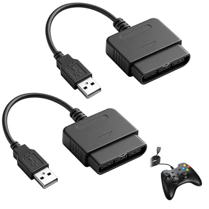 2Pcs PS2 Controller to USB Controller Adapter, Converter Cable | Compatible with Sony PlayStation PS1 PS2 Guitar Controller Gamepad to PC/PS3 [video game]