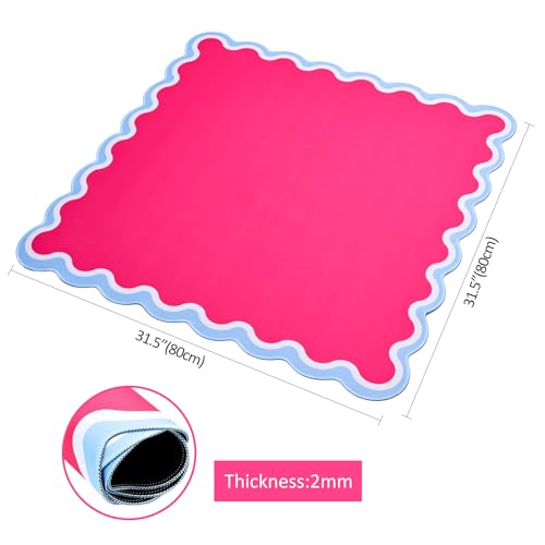 TIASUSAN Mahjong Mat (31.5” x 31.5”) with Black Carrying Bag, Anti-Slip, Mahjong Mat for Table, Poker, Board Games, Dominoes, and Card Games - color: Magenta