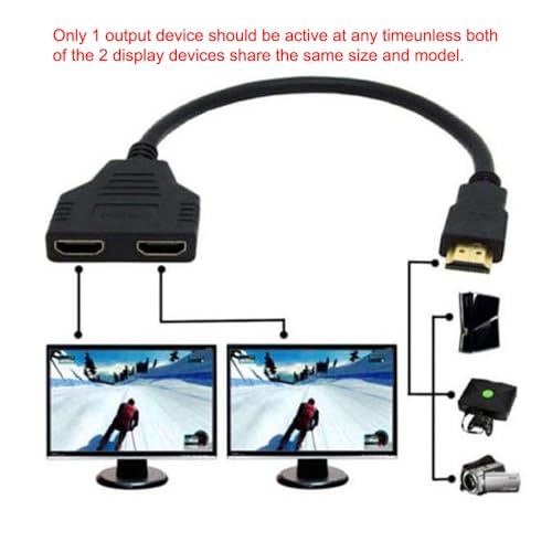 xiwai HDMI 1 in 2 Out Splitter Male to Dual Female Adapter Cable 1 to 2 Way Switch Extension Cord for PC, HDTV, Laptop 1080P - style: Without Power