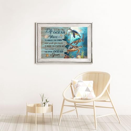 Sea Turtle Ocean Jigsaw Puzzle for Adult 1000 Pieces Unique Inspiration Quote Wooden Jigsawwith Letters on Back Challenging Family Activity Games Turtle Gifts - color: Ocean Turtle 01, size: 1000PCS